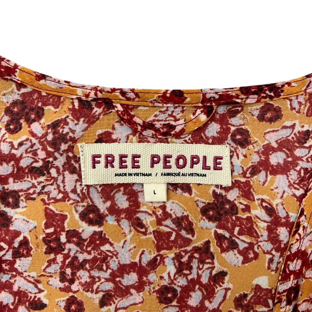 Free People Red and Yellow Floral Blouse - Picture 4 of 9